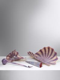 Five Piece Purple Persian Set with Red and Green Lips, c. 1988
