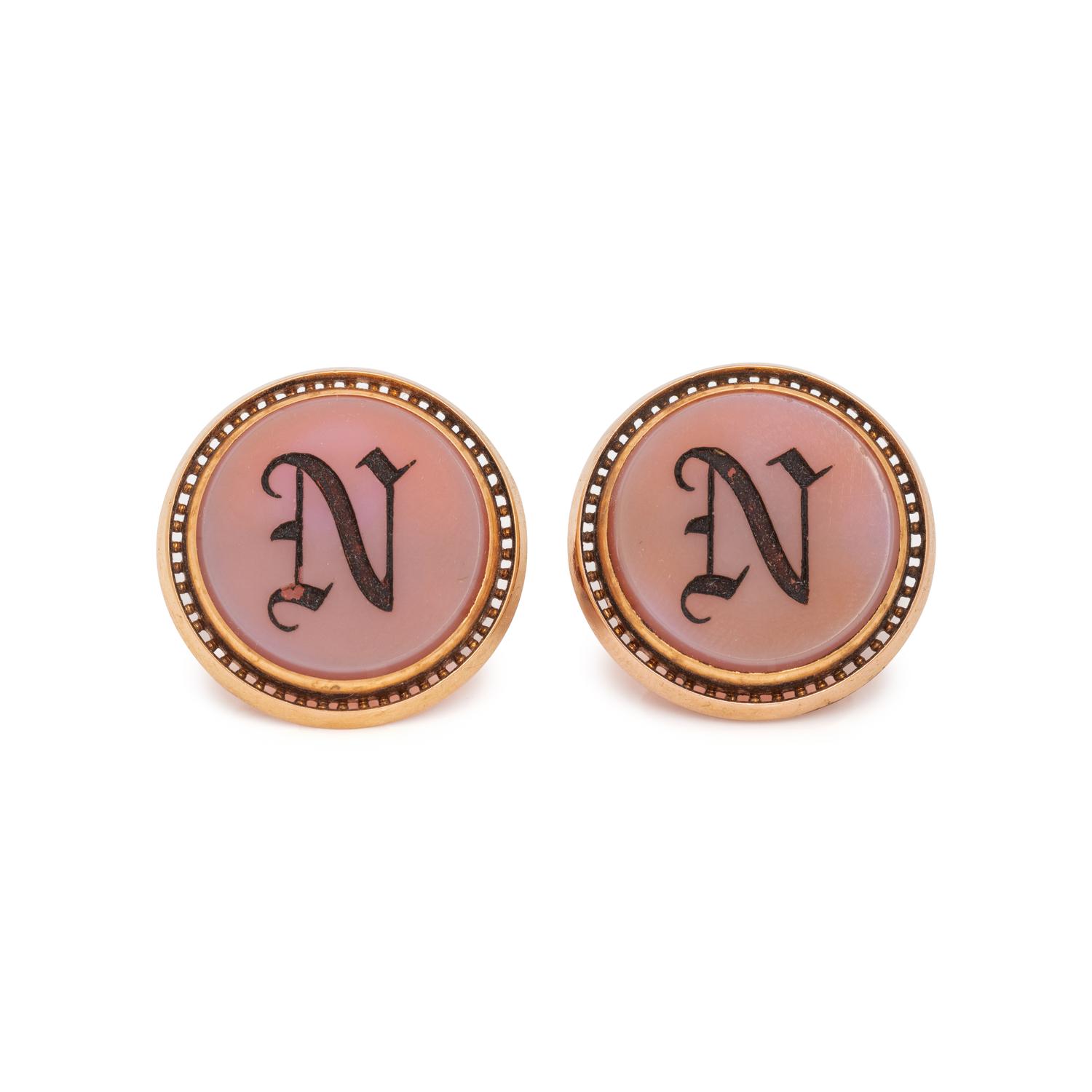 ANTIQUE, HARDSTONE INTAGLIO CUFFLINKS