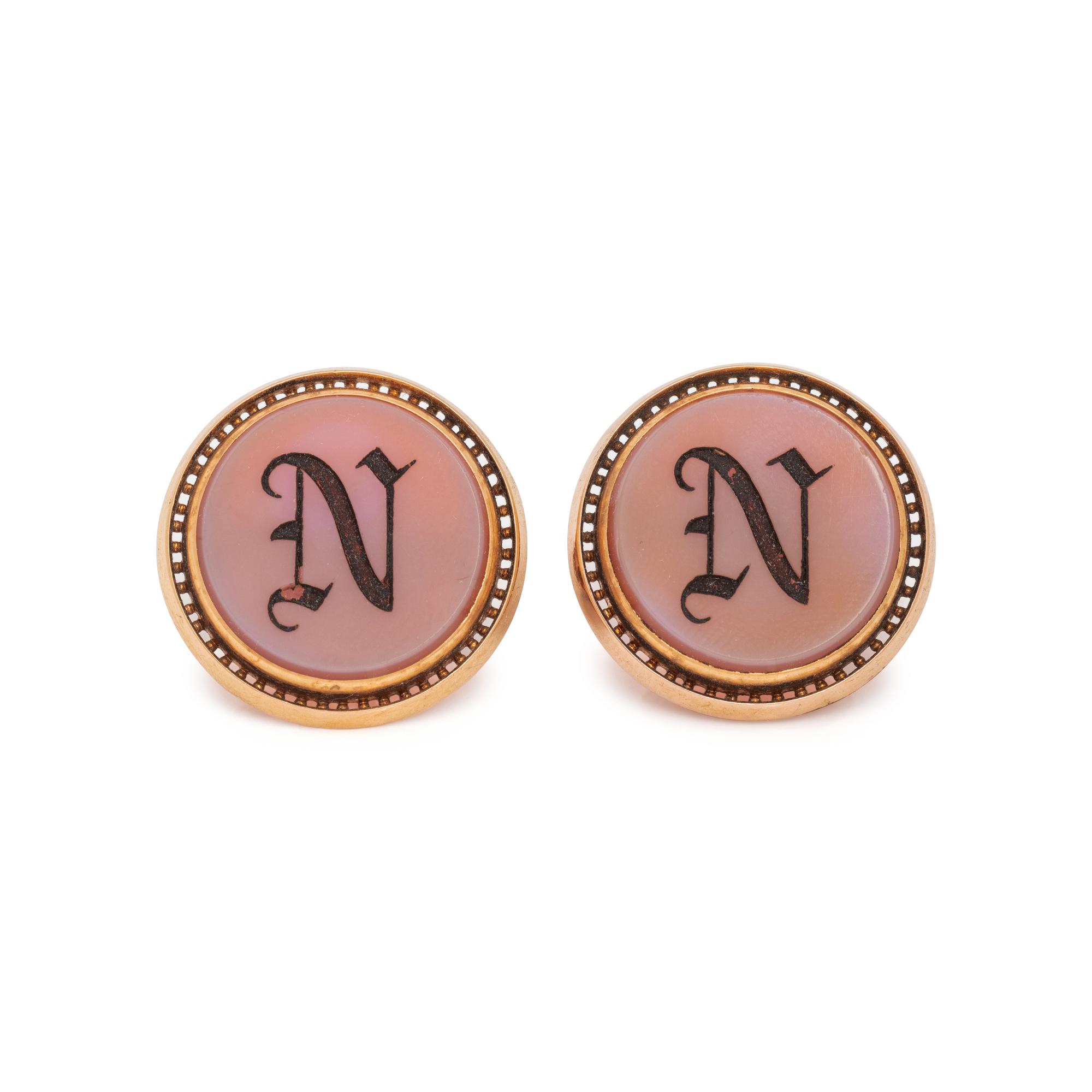 ANTIQUE, HARDSTONE INTAGLIO CUFFLINKS