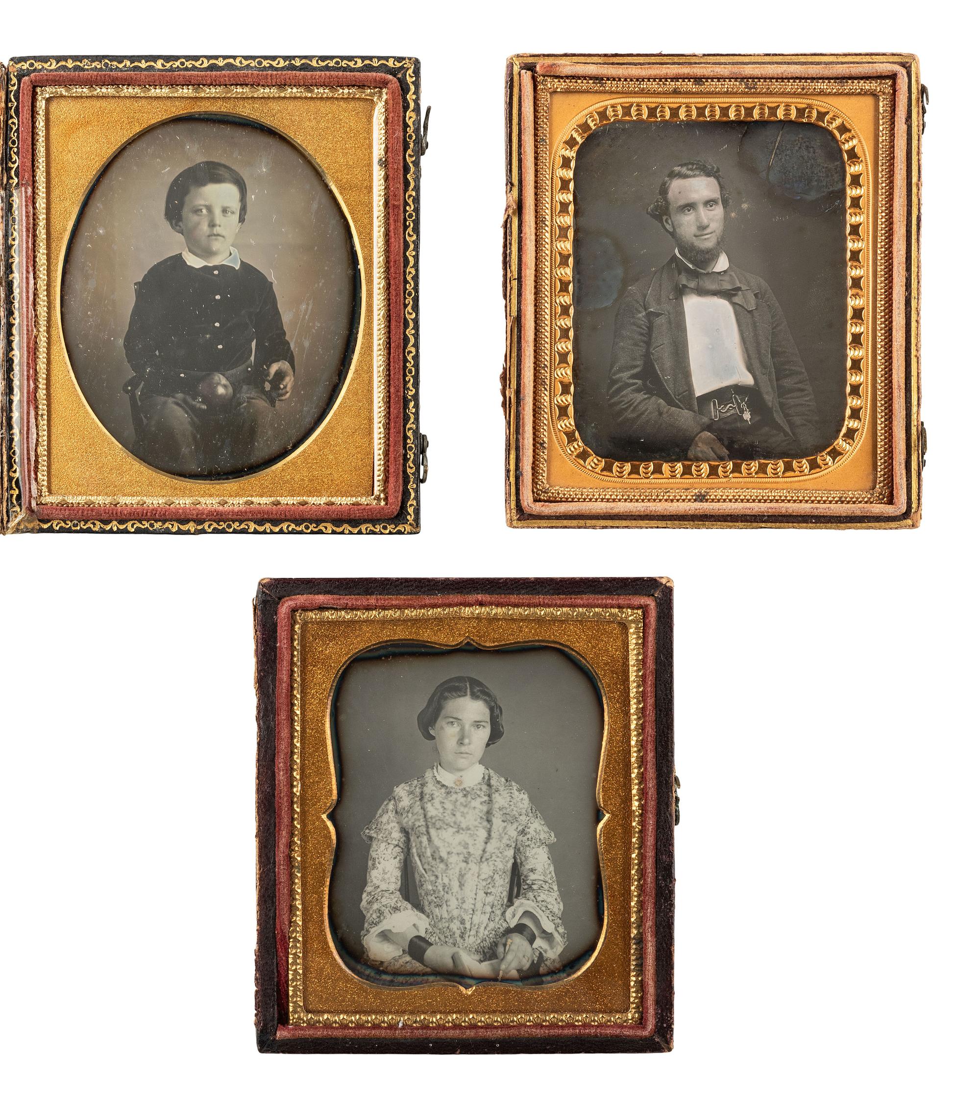 [EARLY PHOTOGRAPHY]. 5 cased images featuring people with interesting objects and accessories.