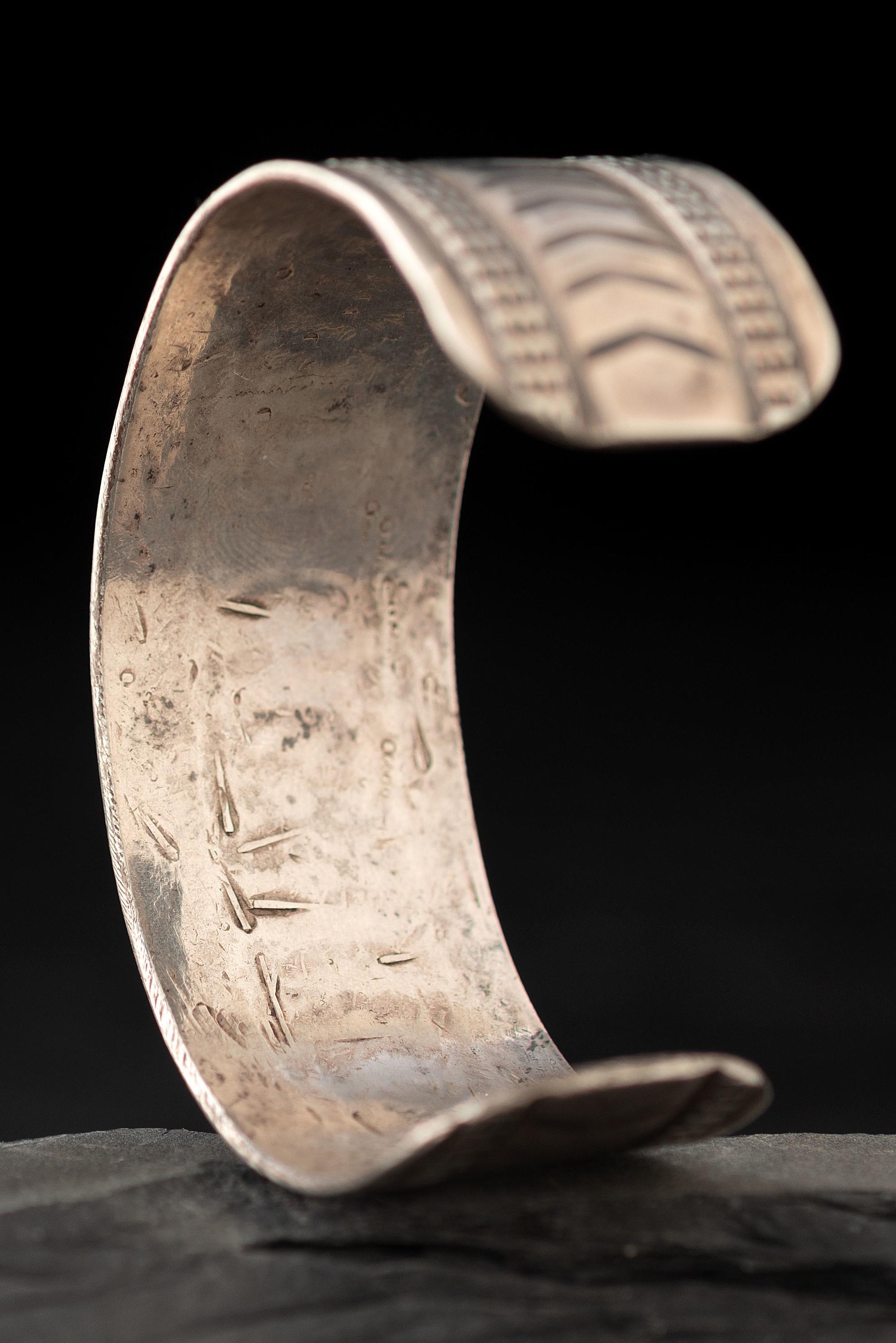 Navajo Stamped Silver Cuff Bracelet