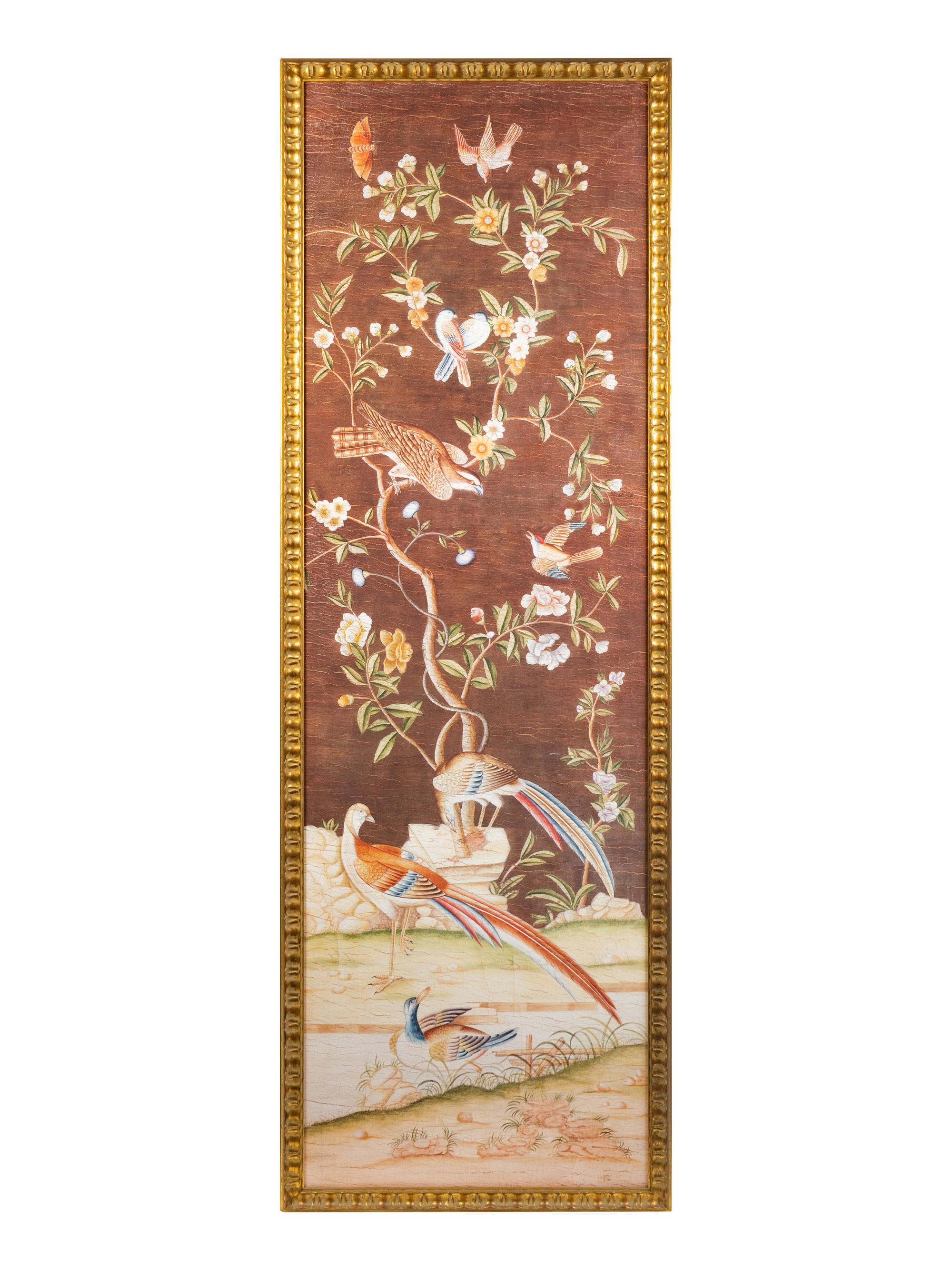 A Pair of Framed Reproduction French Wallpaper Panel Prints — 20TH CENTURY