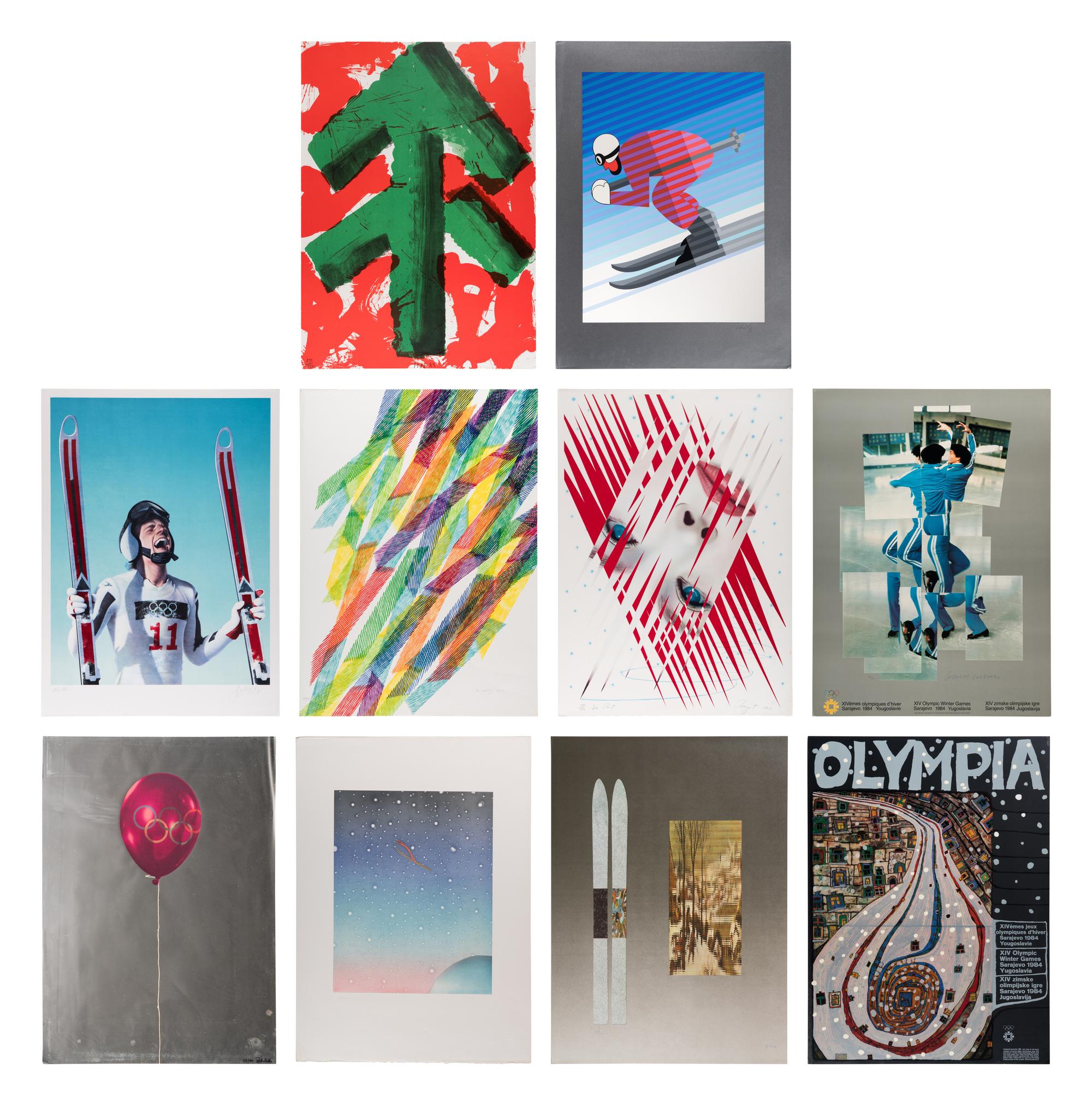 Set of 10 from XIV Olympic Winter Games Sarajevo 1984 , 1983 Including works by David Hockney, Victor Vasarely, Howard Hodgkin, James Rosenquist, and others.