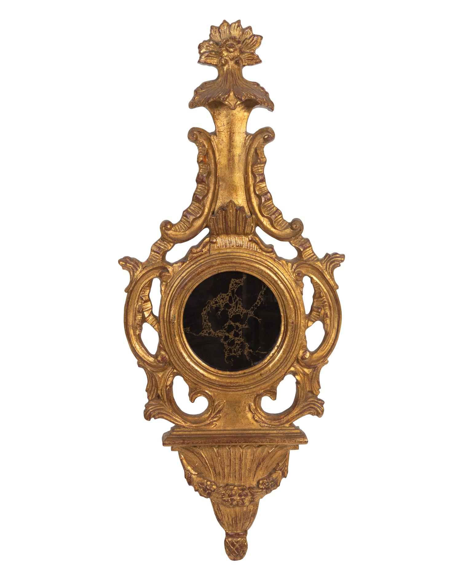 A Giltwood Banjo-Form Wall Mirror