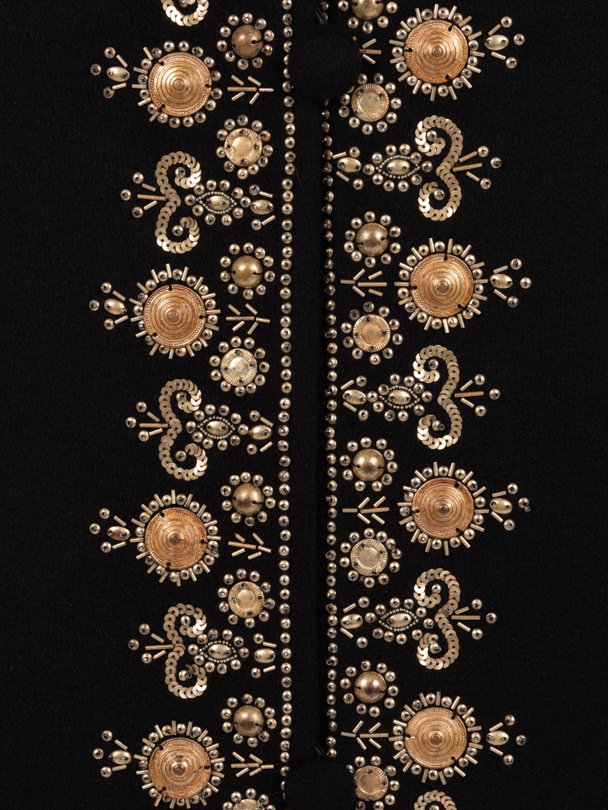 Oscar de la Renta Embellished Cashmere Coat with Fur Collar