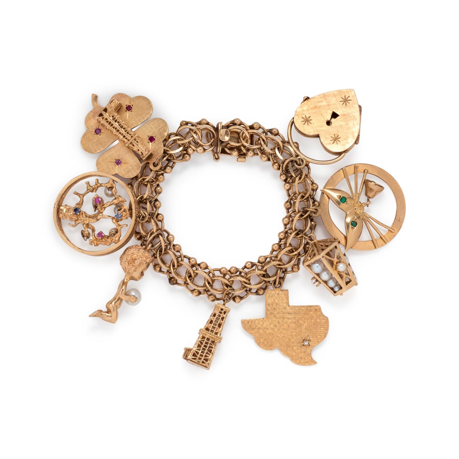 YELLOW GOLD CHARM BRACELET