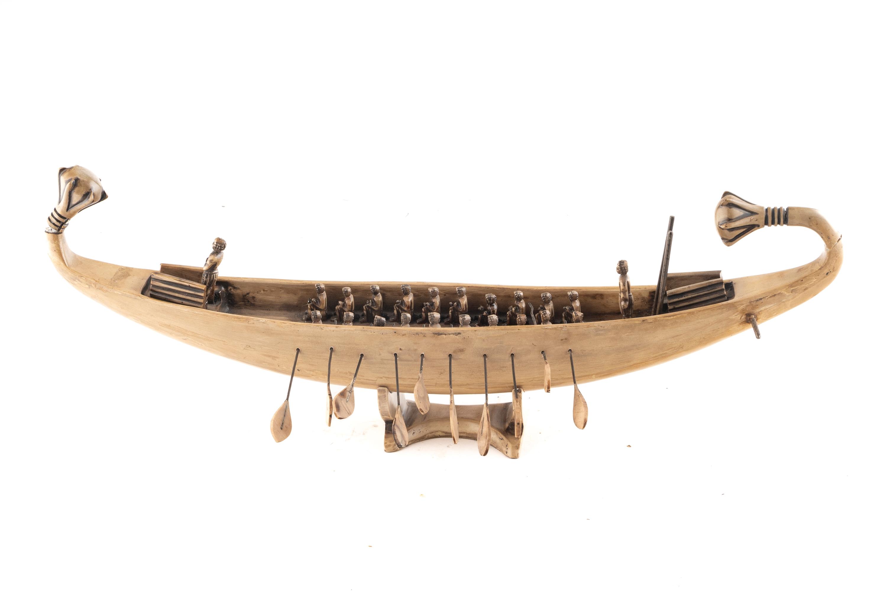 An Egyptian Style Carved Wood Boat Model