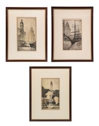 [CHICAGO]. DANFORTH, S. Chester. A suite of 3 signed etchings.