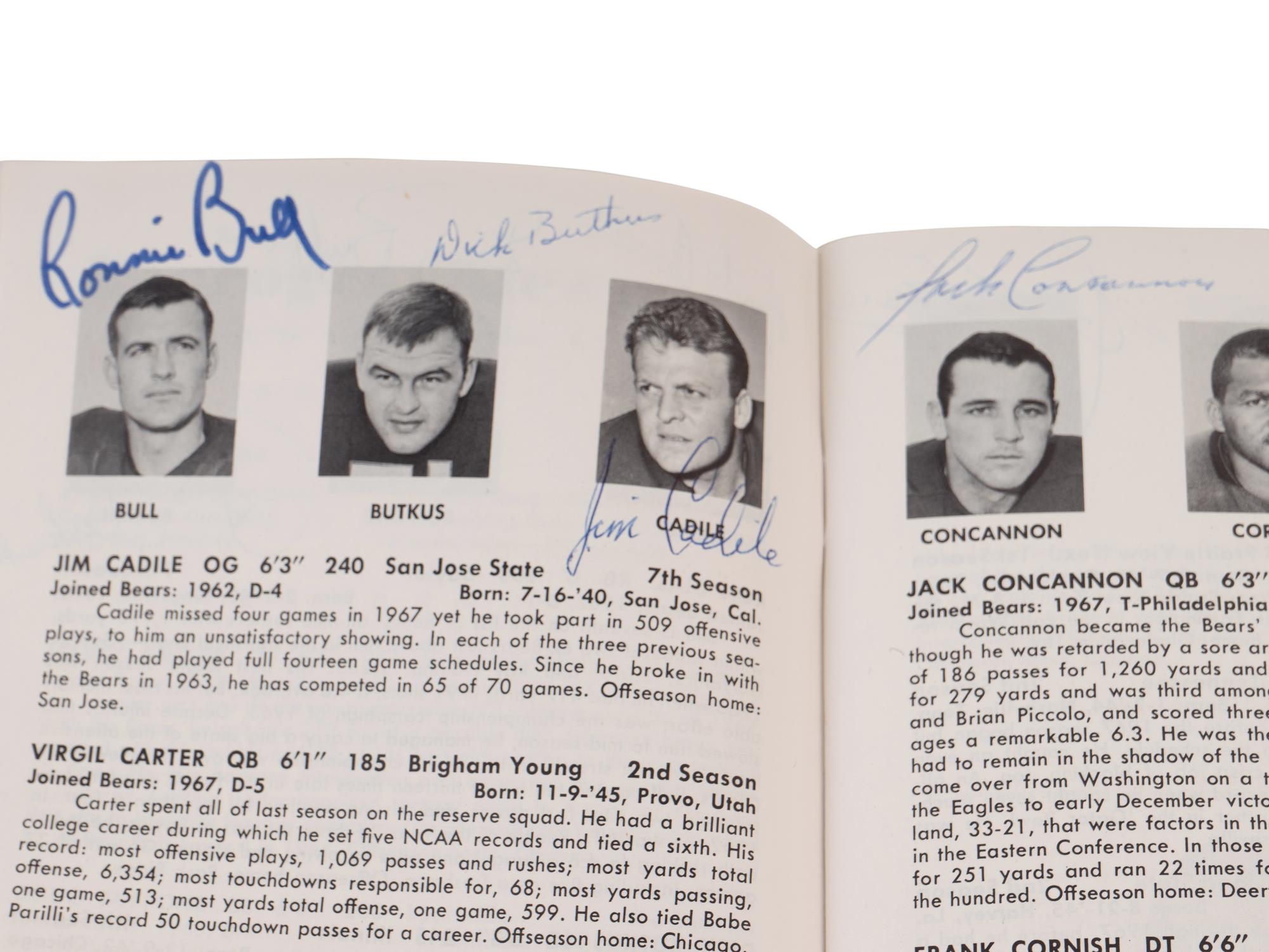 A 1968 Chicago Bears Signed Autograph Media Guide Including George Halas and Gale Sayers (PSA Authentic),