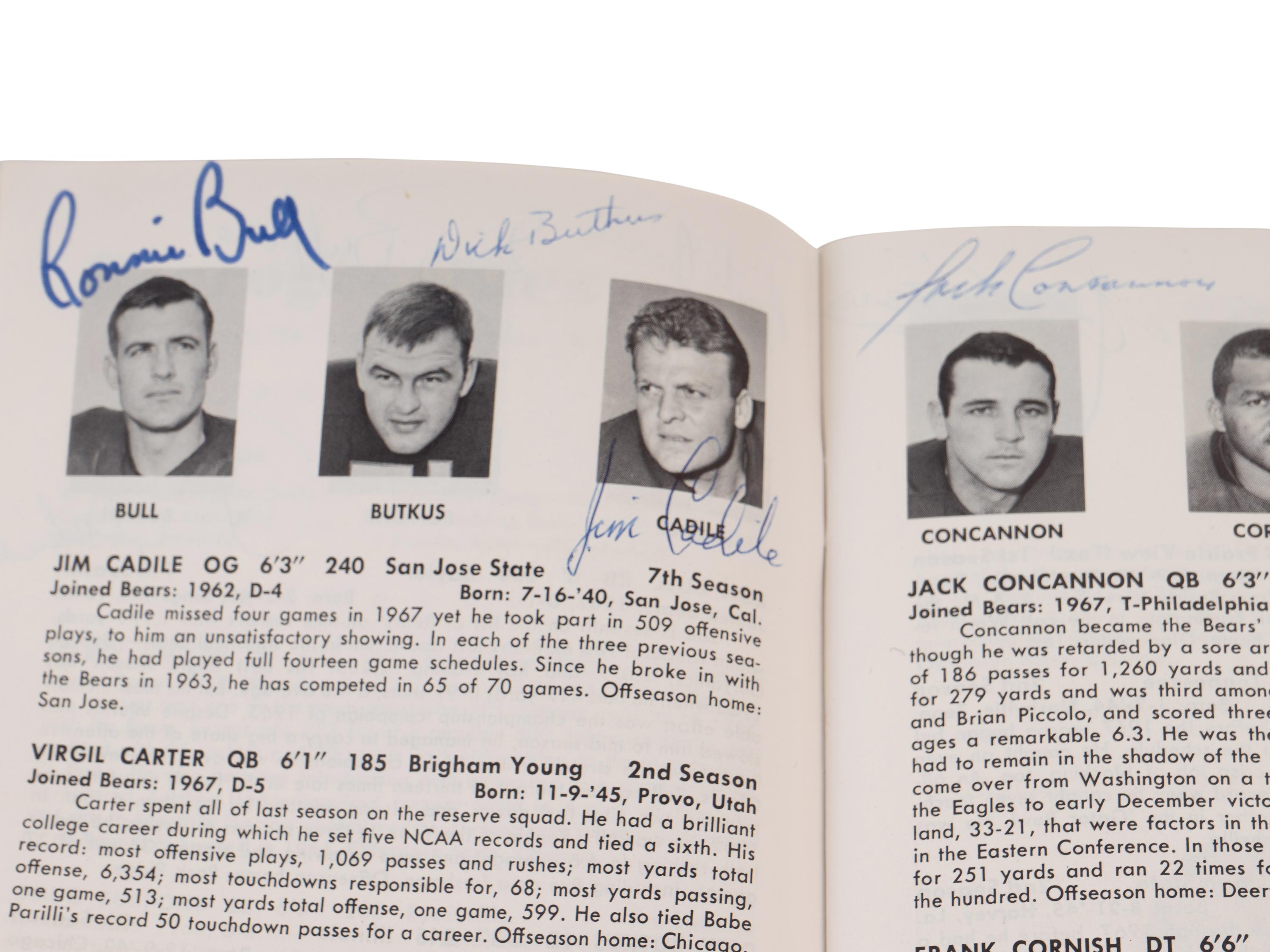 A 1968 Chicago Bears Signed Autograph Media Guide Including George Halas and Gale Sayers (PSA Authentic),