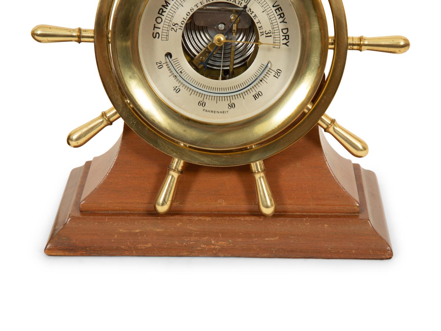 A Chelsea Ship's Wheel Clock and Matching Barometer