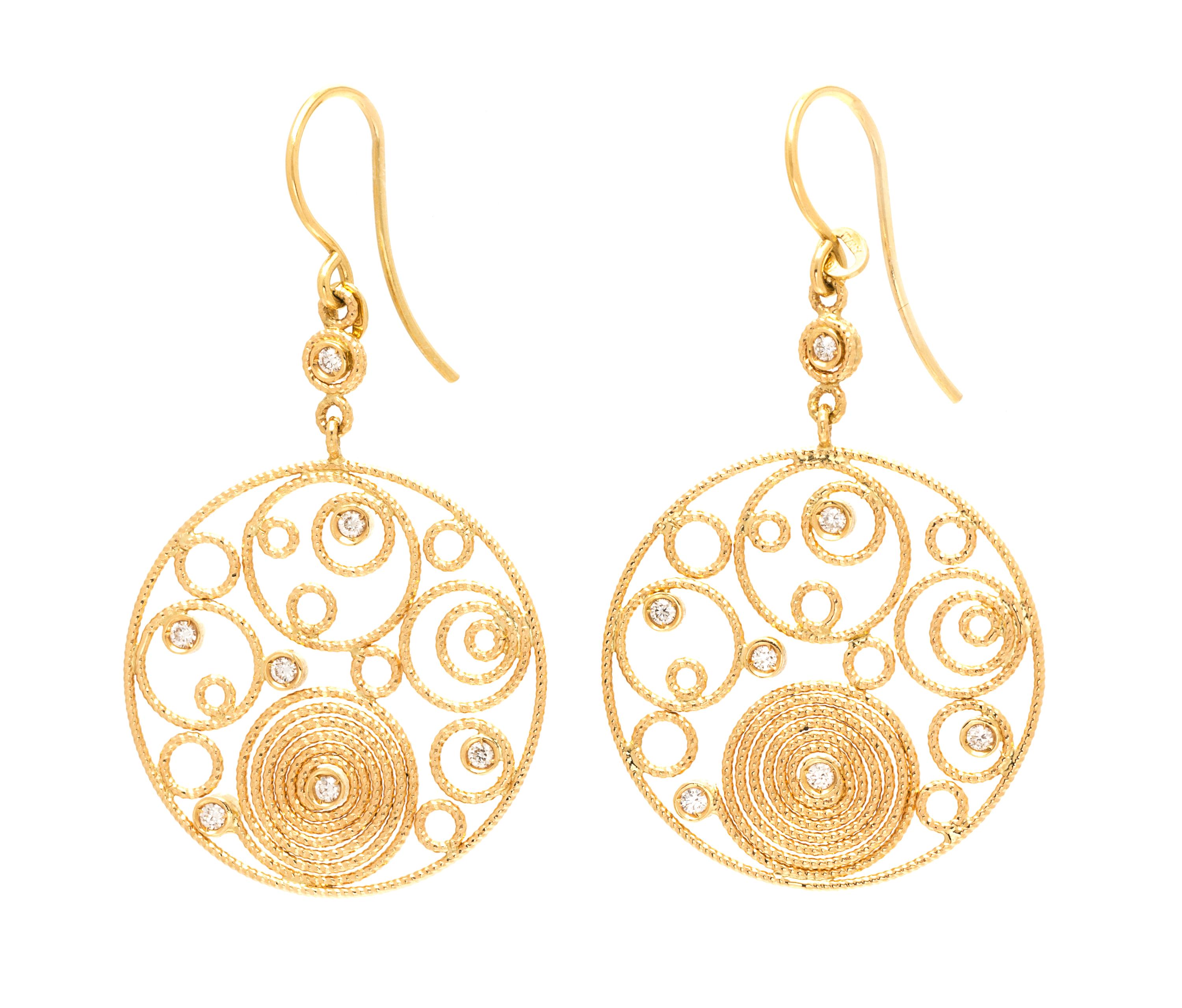 A Pair of 18 Karat Yellow Gold and Diamond "Mauresque" Earrings, Roberto Coin, 6.20 dwts.