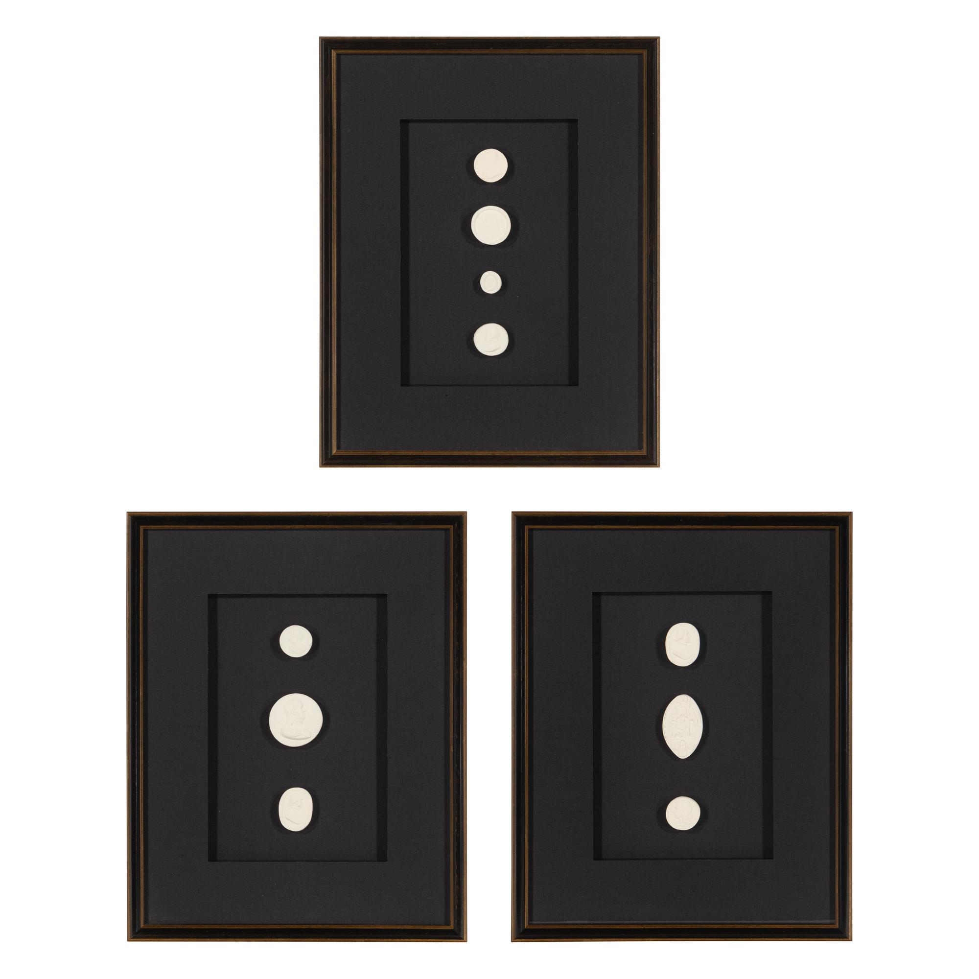 A Set of Three Framed Groups of Plaster Intaglios