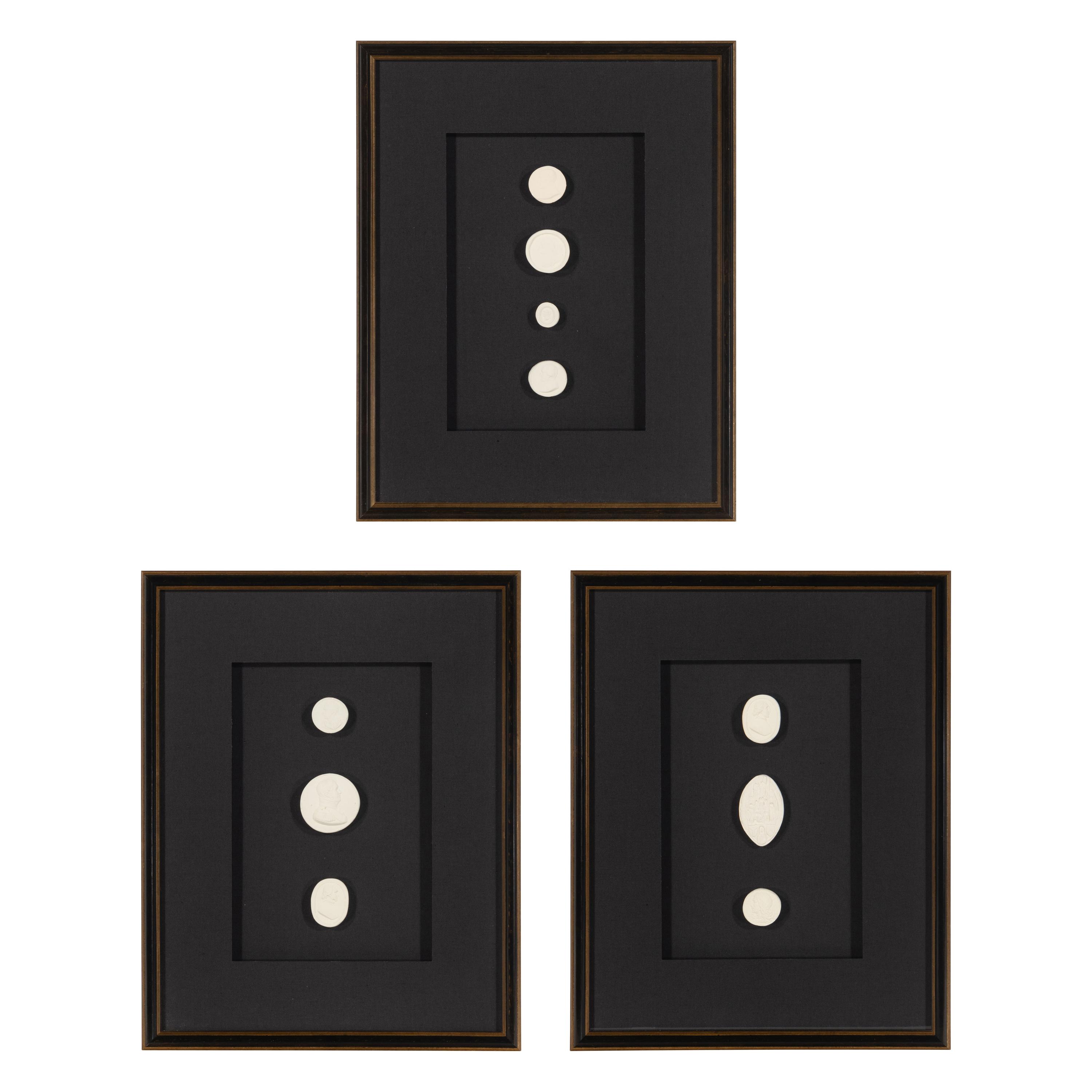 A Set of Three Framed Groups of Plaster Intaglios