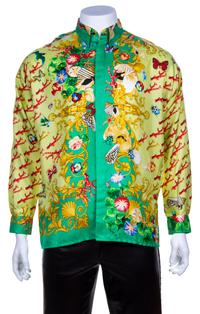A Gianni Versace Silk Print Shirt, Size 48.