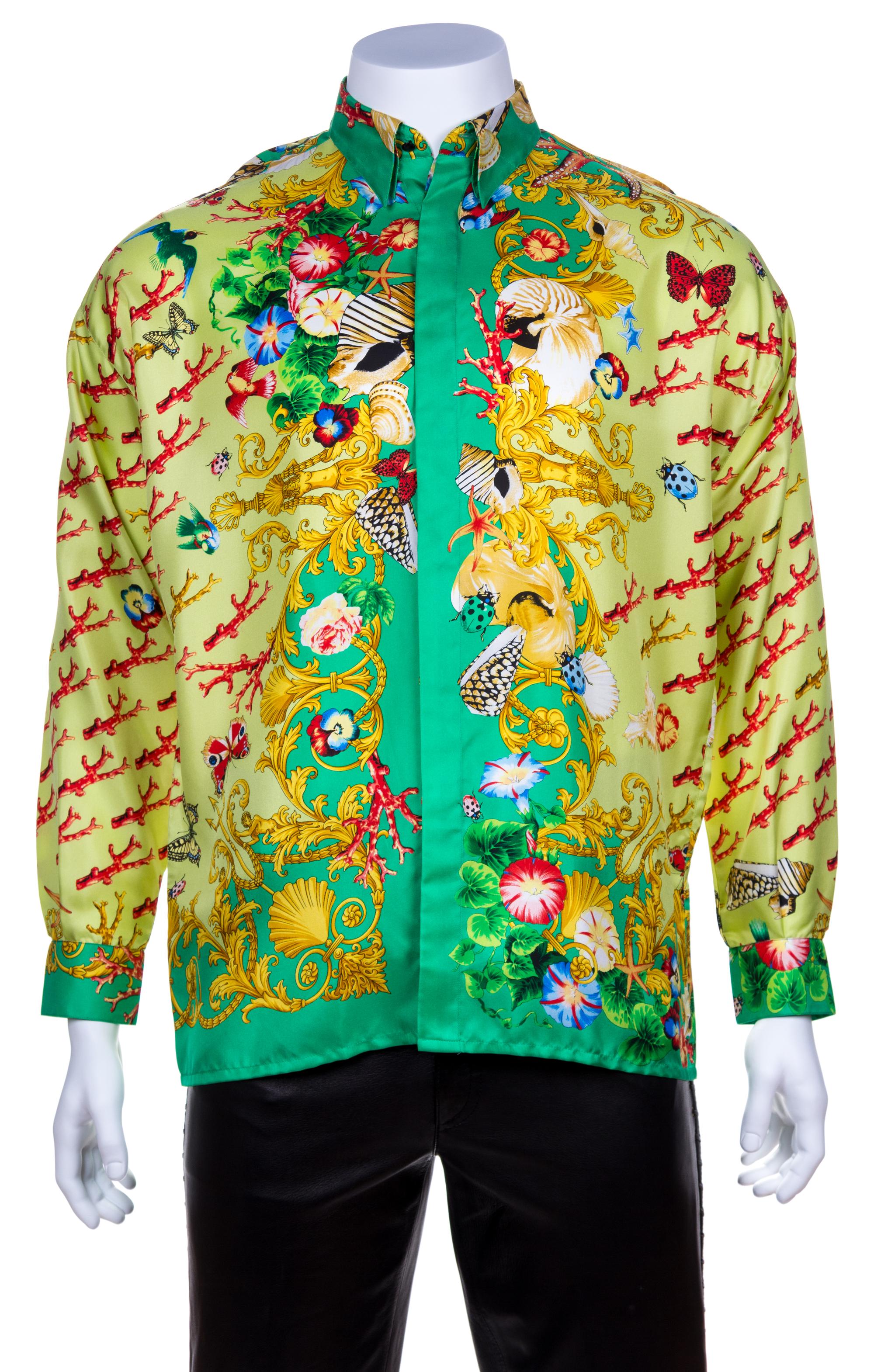 A Gianni Versace Silk Print Shirt, Size 48.