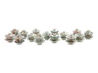 Fifteen Chinese Famille Rose Porcelain Covered Tea Bowls