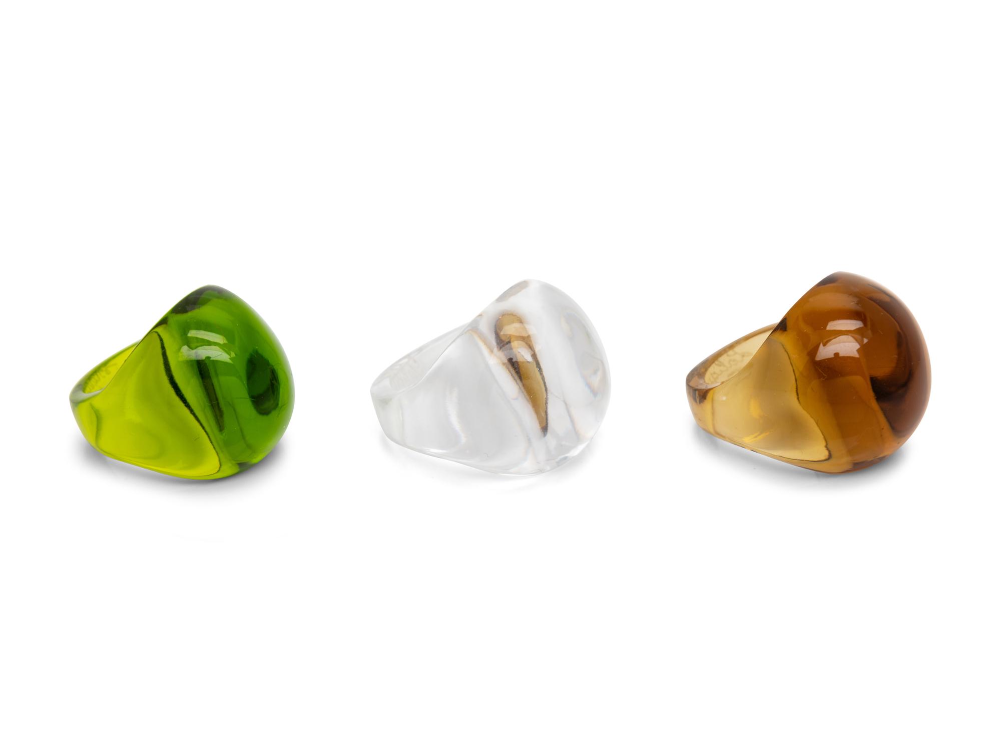 Three Lalique Rings, 1980-2000s,