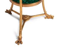 A Pair of Neoclassical Gilt Bronze and Malachite Guéridons