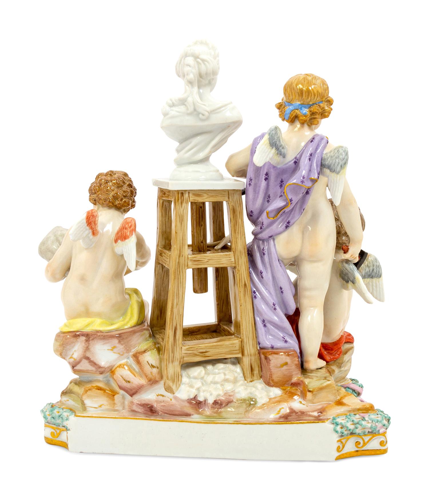 A Meissen Porcelain Figural Group of Cherubic Artists