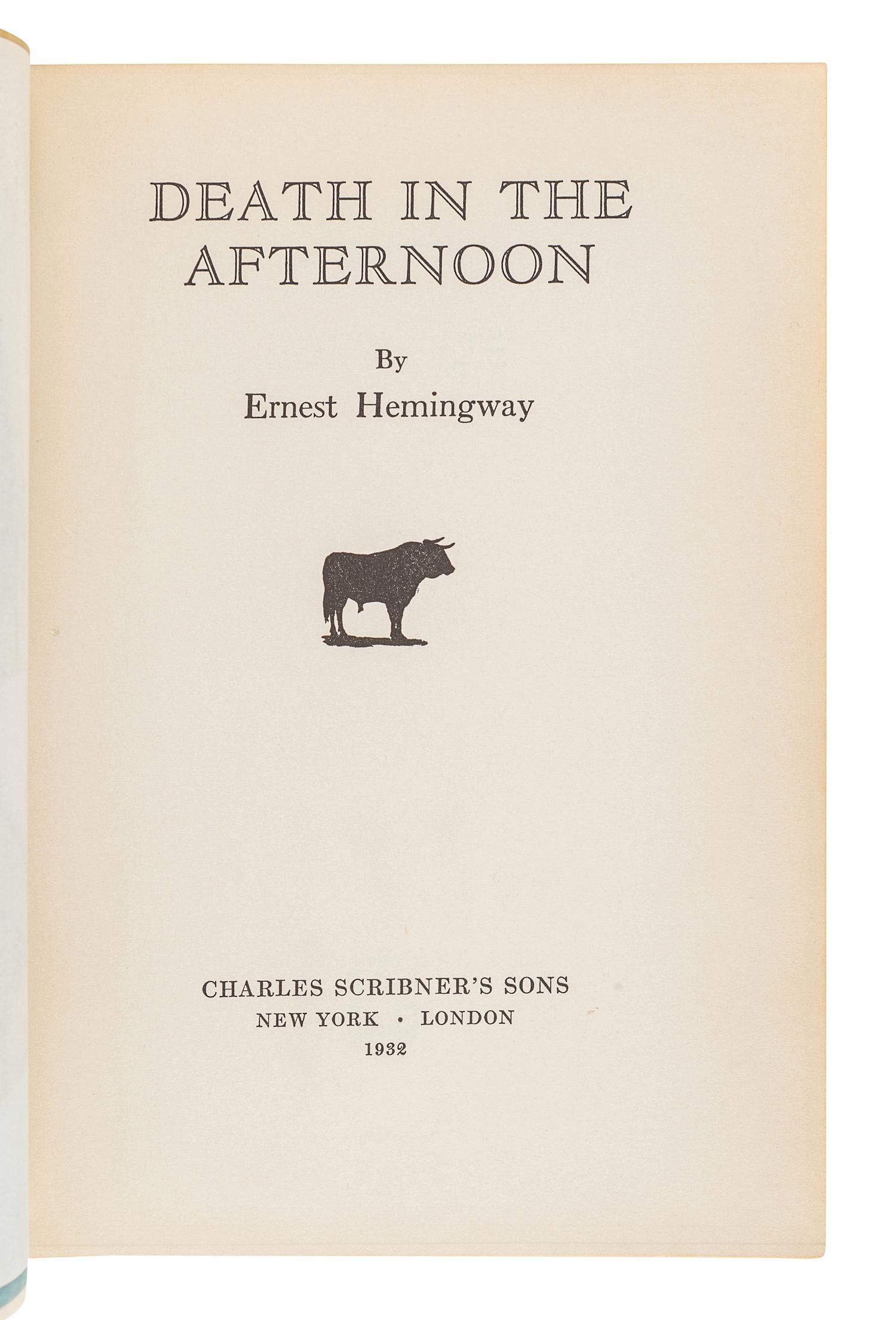 HEMINGWAY, Ernest. A group of 3 FIRST EDITIONS, comprising: