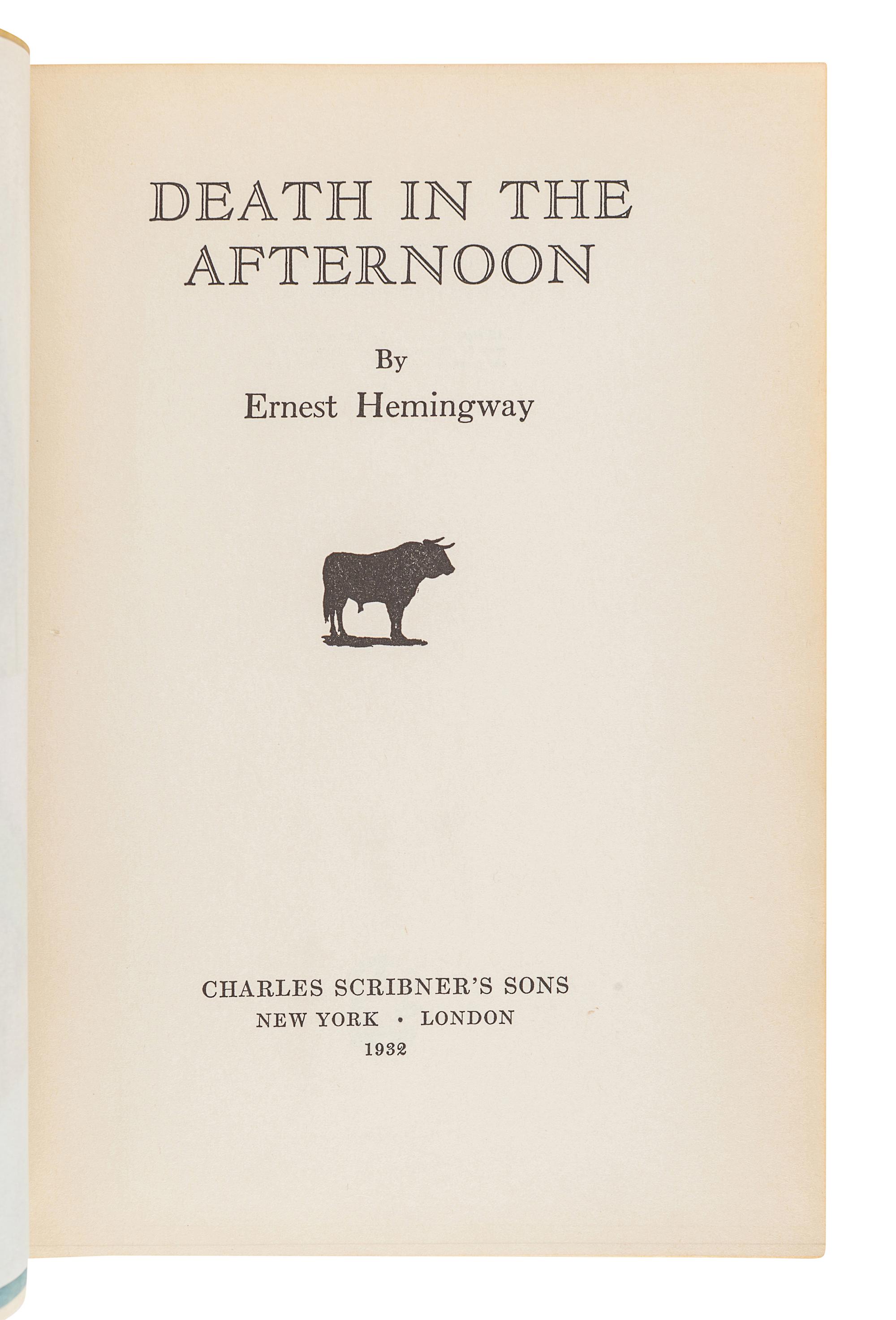 HEMINGWAY, Ernest. A group of 3 FIRST EDITIONS, comprising: