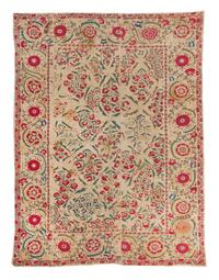 A Kermina Suzani Embroidery 7 feet 4 inches x 5 feet 2 3/4 inches. — MID-19TH CENTURY