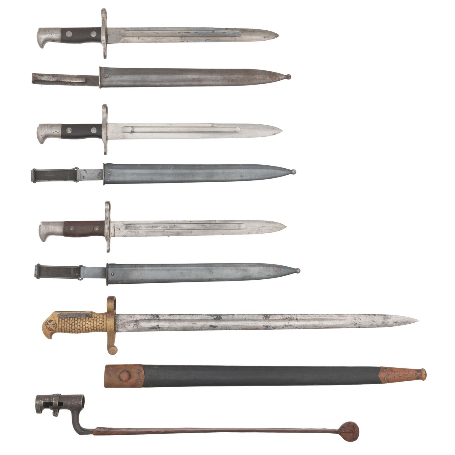 5 US Bayonets: (3) M1892 Krag, (1) M1870 Navy Rifle & (1) Type III Socketed Fencing Bayonet