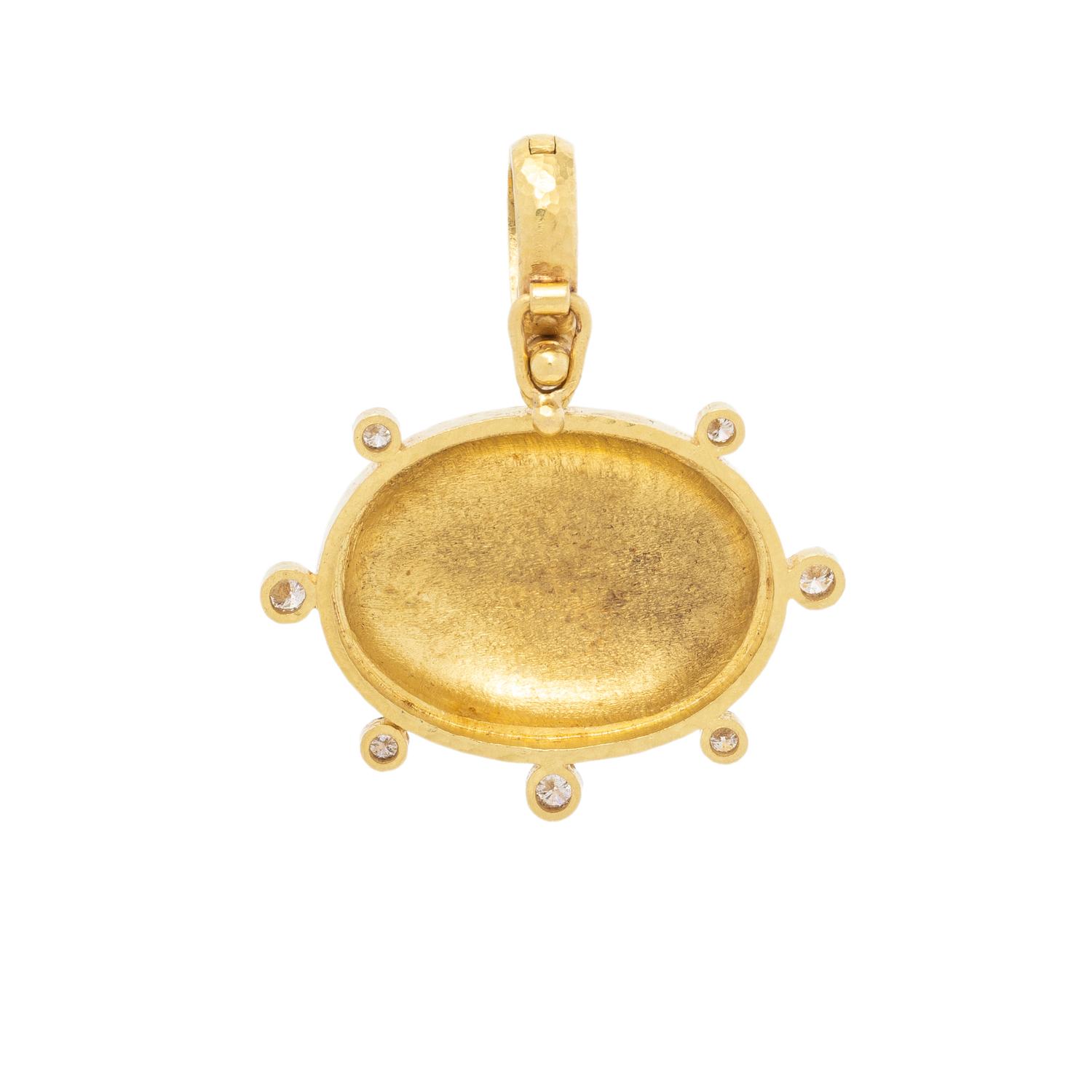 ELIZABETH LOCKE, YELLOW GOLD AND DIAMOND 'EROS AND LION' PENDANT