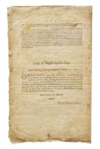 [American Revolution] (Gill, John). To the Inhabitants of the STATE of Massachusetts-Bay