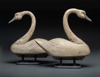 A Pair of Painted Wood Swan Decoys