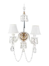 A Pair of Georgian Style Cut Glass Two-Light Sconces