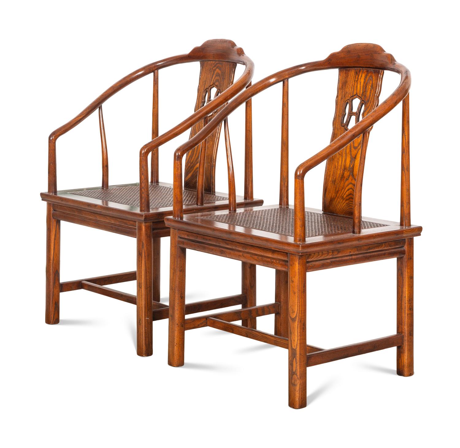 A Pair of Ming Style Horseshoe Back Armchairs