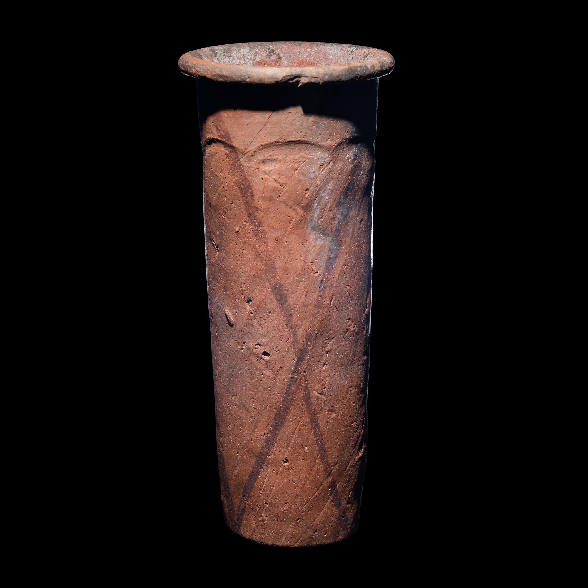 An Egyptian Painted Terracotta Cylinder Jar