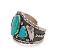 Navajo Silver and Turquoise Cuff Bracelet