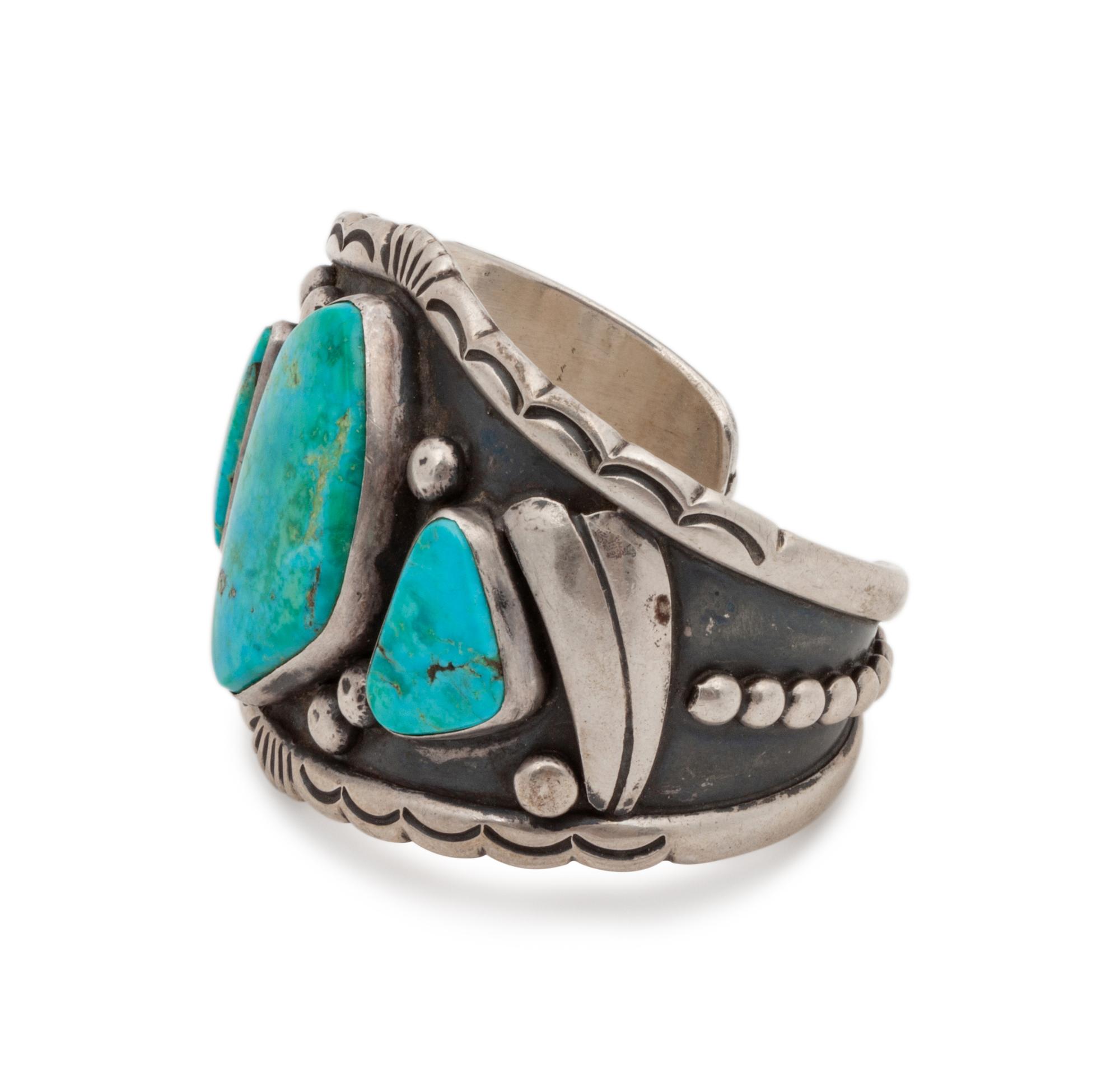 Navajo Silver and Turquoise Cuff Bracelet