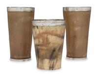 Three Silver Mounted Horn Vessels