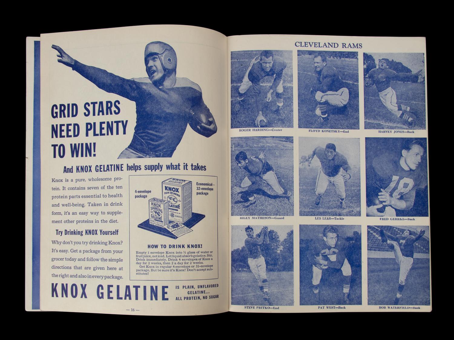 An Uncommon 1945 Cleveland Rams vs. Washington Redskins NFL World Championship On Site Program