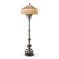A Painted Iron and Marble Floor Lamp
