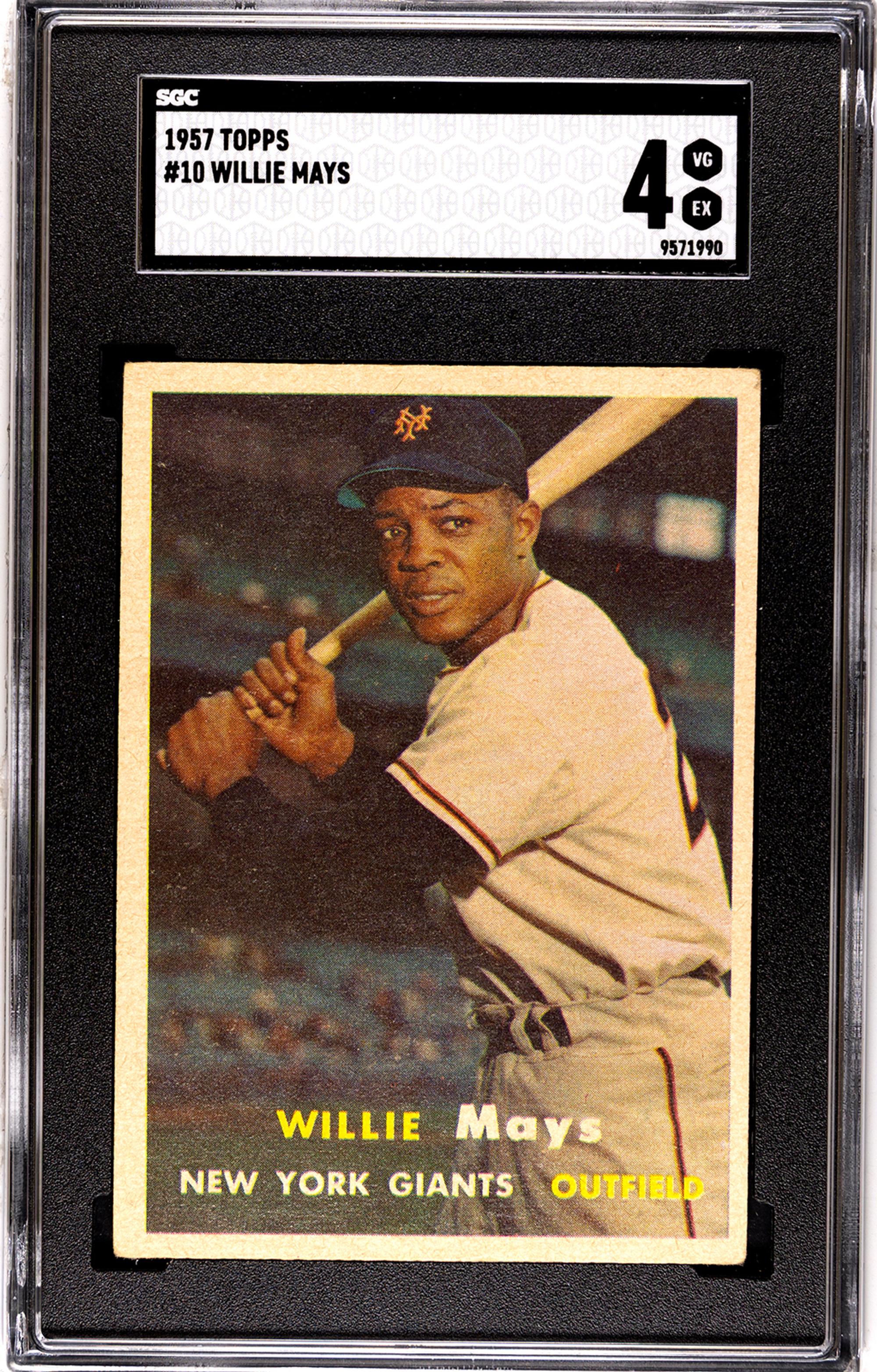 A 1957 Topps Willie Mays Baseball Card No. 10 (SGC 4 VG-EX)