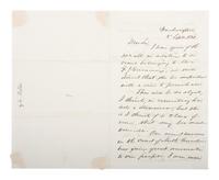 [CIVIL WAR - NAVY]. WELLES, Gideon (1802-1878). Autograph letter signed ("Gideon Welles") to Hannibal Hamlin. Washington. 3 September 1861.