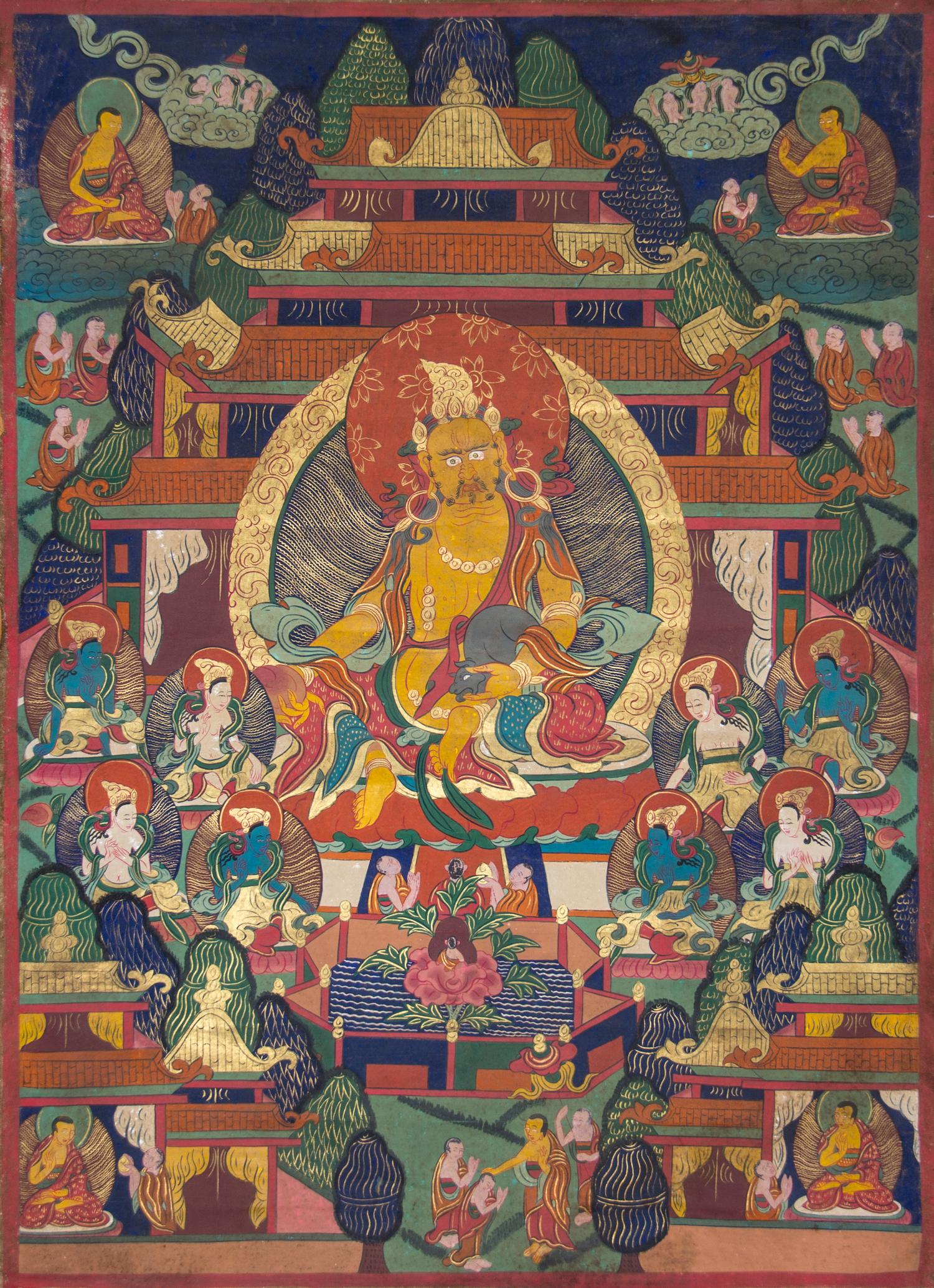 A Tibetan Thangka Height 32 x width 23 inches.