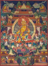 A Tibetan Thangka Height 32 x width 23 inches.