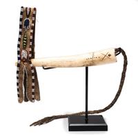 Kiowa Decorated Antler Quirt, with Buffalo Hide Wrist Strap