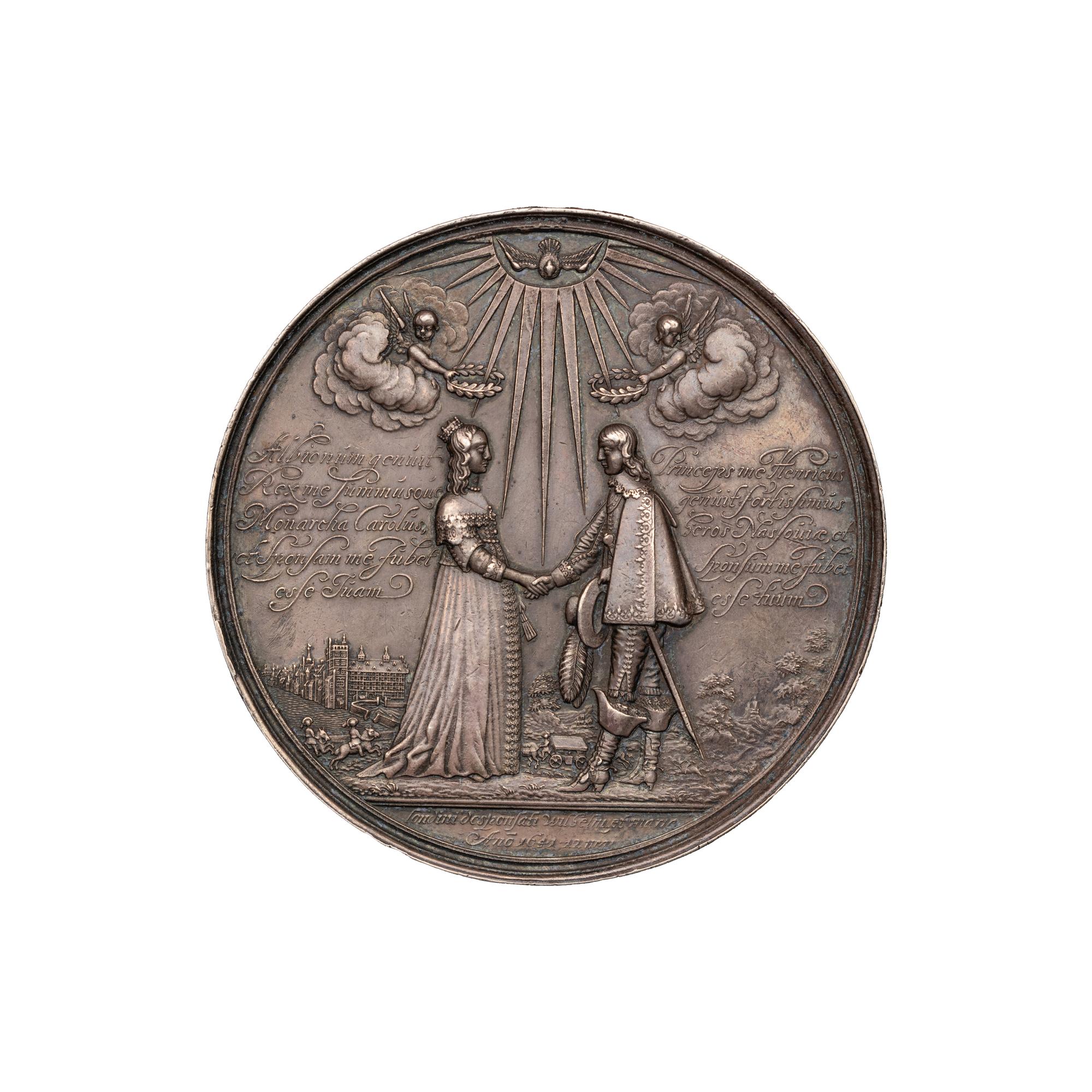 [EXONUMIA] An 1641 English Silver Medallion by Johann Blum (1599-c.1662) Commemorating the Marriage of Princess Mary to William II of Orange (102.6 g, 72mm)