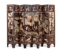 A Coromandel Eight-Panel Floor Screen Height 83 x width of each panel 15 1/2 inches. — LATE 19TH CENTURY
