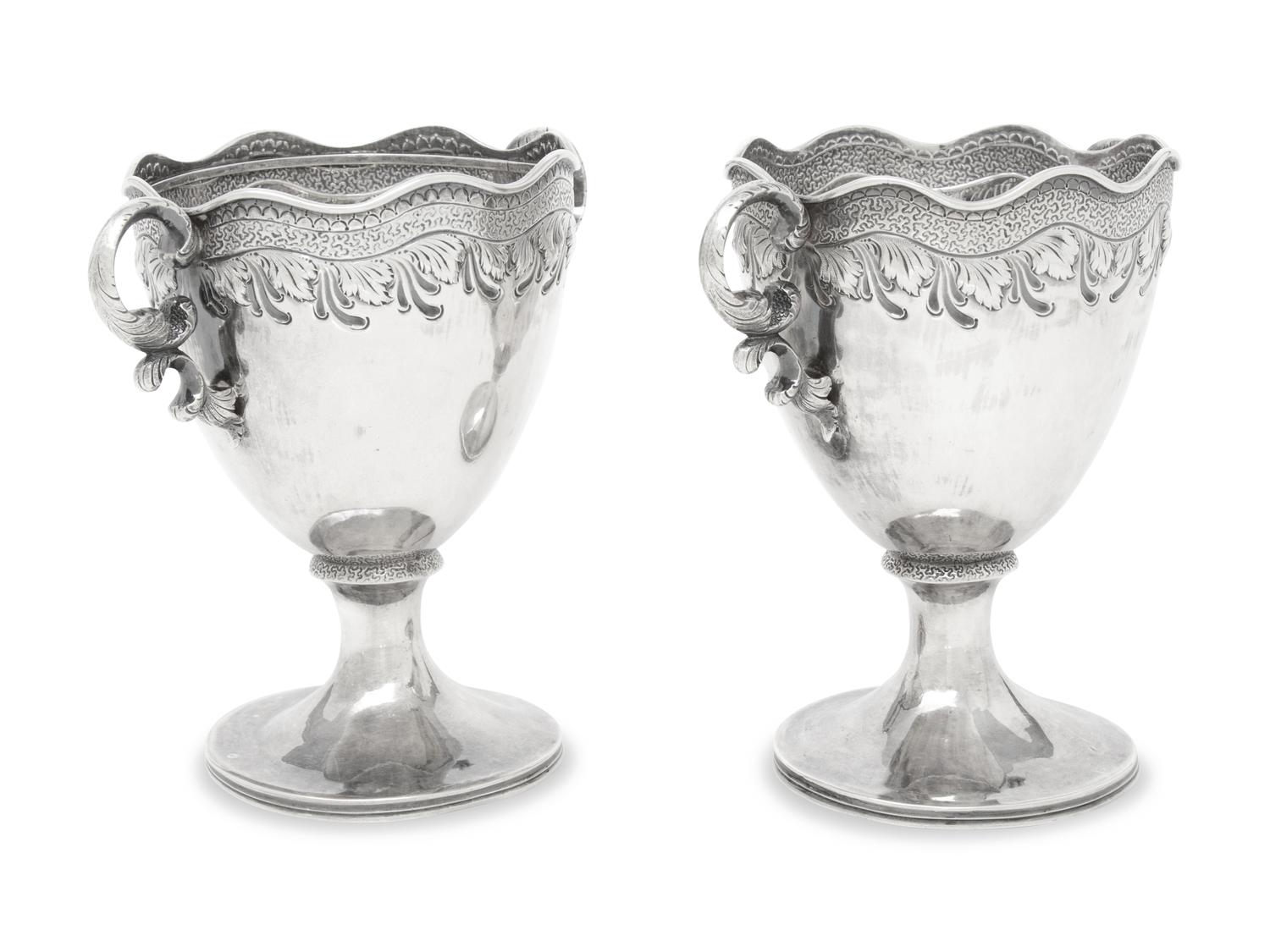 A Pair of S. Kirk Coin Silver Loving Cups