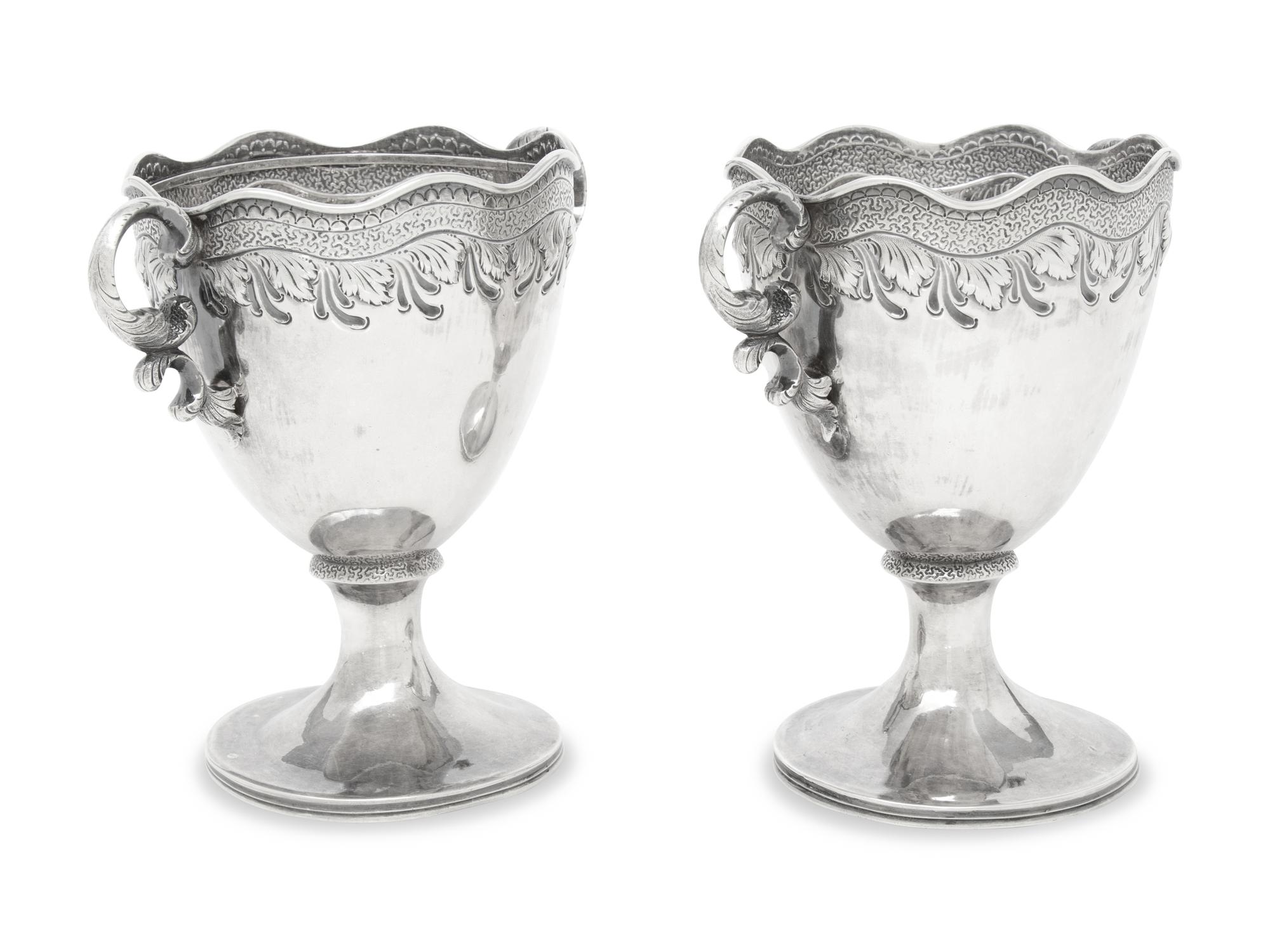 A Pair of S. Kirk Coin Silver Loving Cups