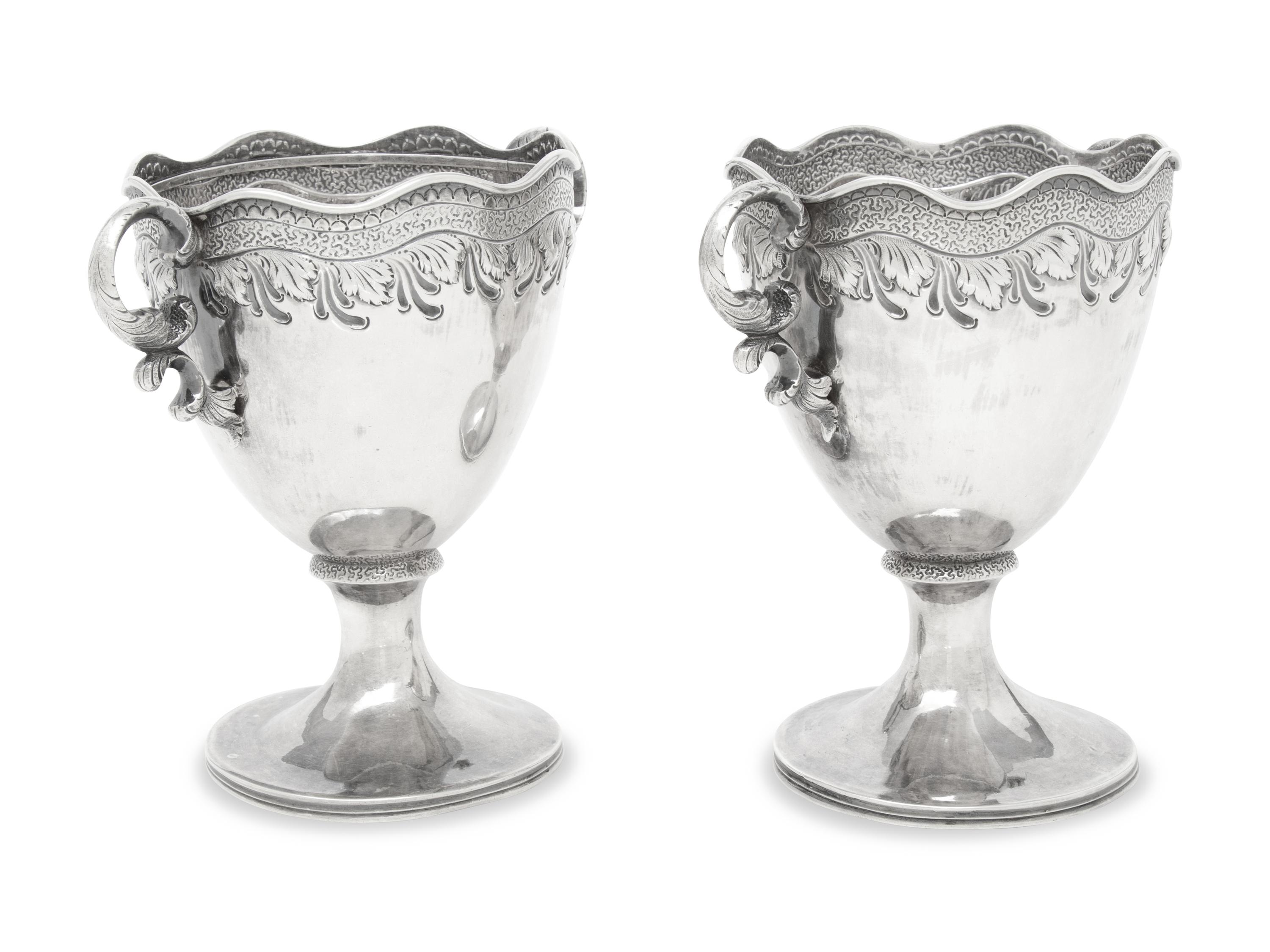 A Pair of S. Kirk Coin Silver Loving Cups