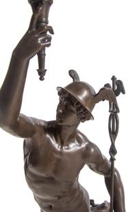 A Continental Bronze Newel Post Lamp